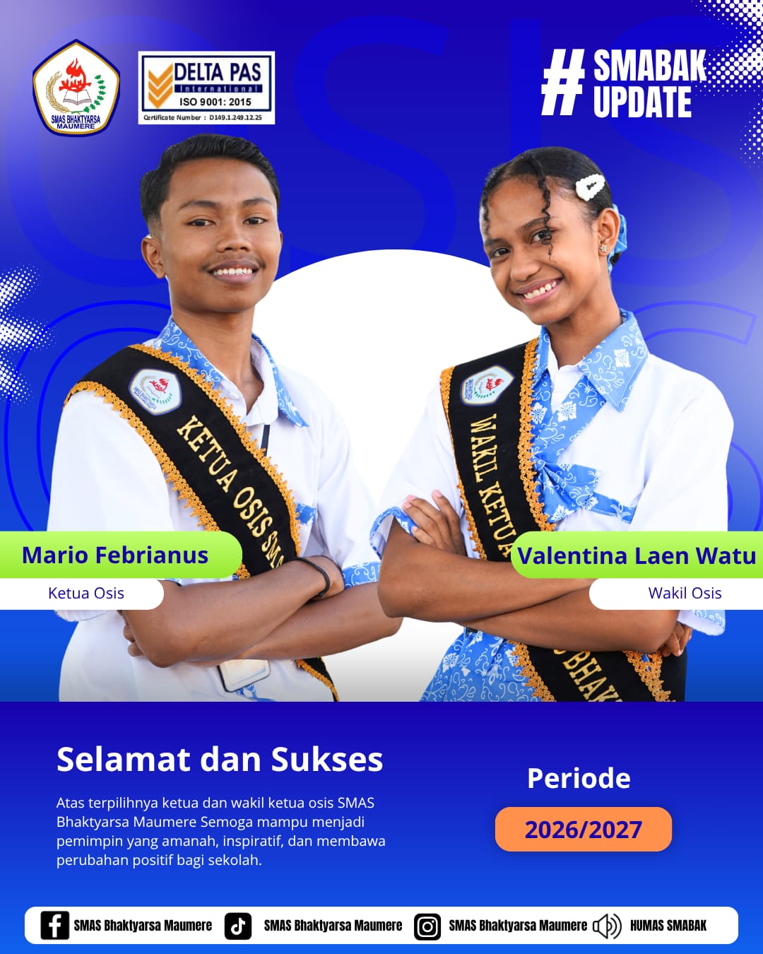 Pelantikan Ketua OSIS dan Wakil Ketua OSIs Periode 2026-2027